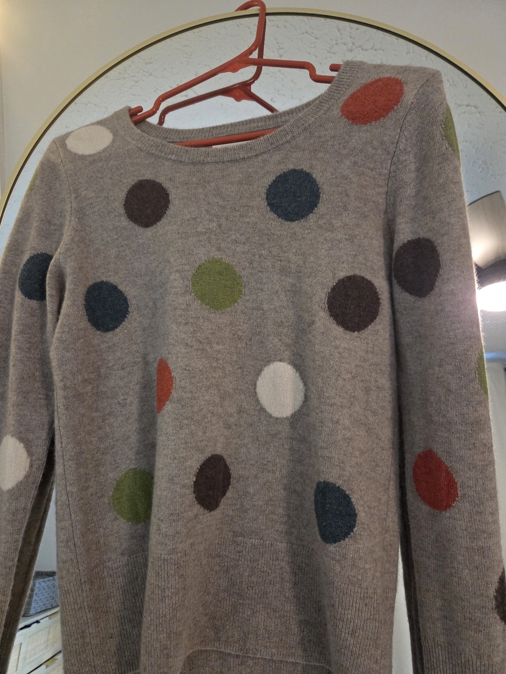 Cynthia Rowley Gray Polka Dot Crewneck Sweater
